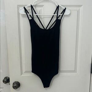 Gaze Tank Top  Bodysuit double straps size medium black snap bottom